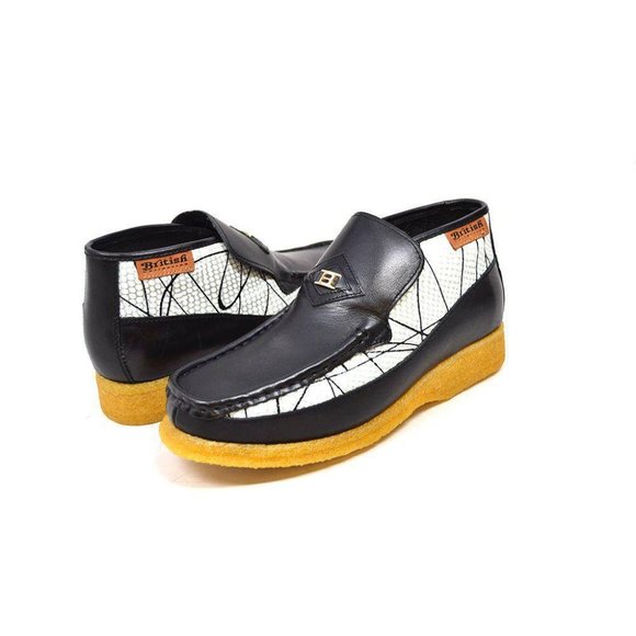 British Walkers Men's BWB Black & White Design Leather Slip-on - Picture 1 of 8